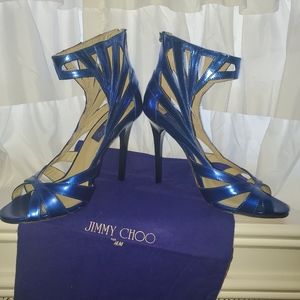 Metallic blue peep toe Jimmy Choo